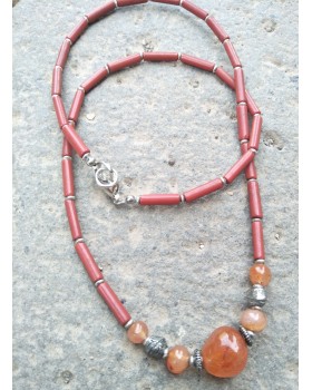 Alphabey's Agate Stone Brass Silver Plated Necklace For Women Alphabey's Agate Stone Brass Silver Plated Necklace For Women
